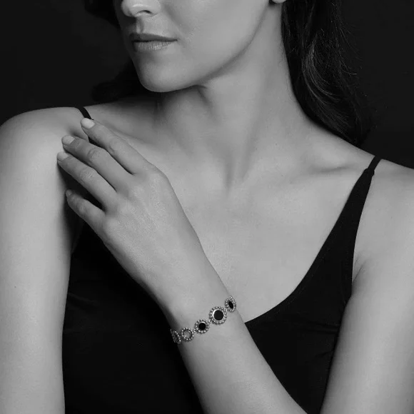 LAGOS Maya Black Onyx Caviar Link Bracelet in Sterling Silver - 7.5 Inches - Picture 2 of 9